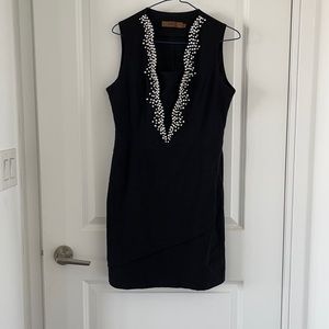 Short Black dress! With pearl like beading!